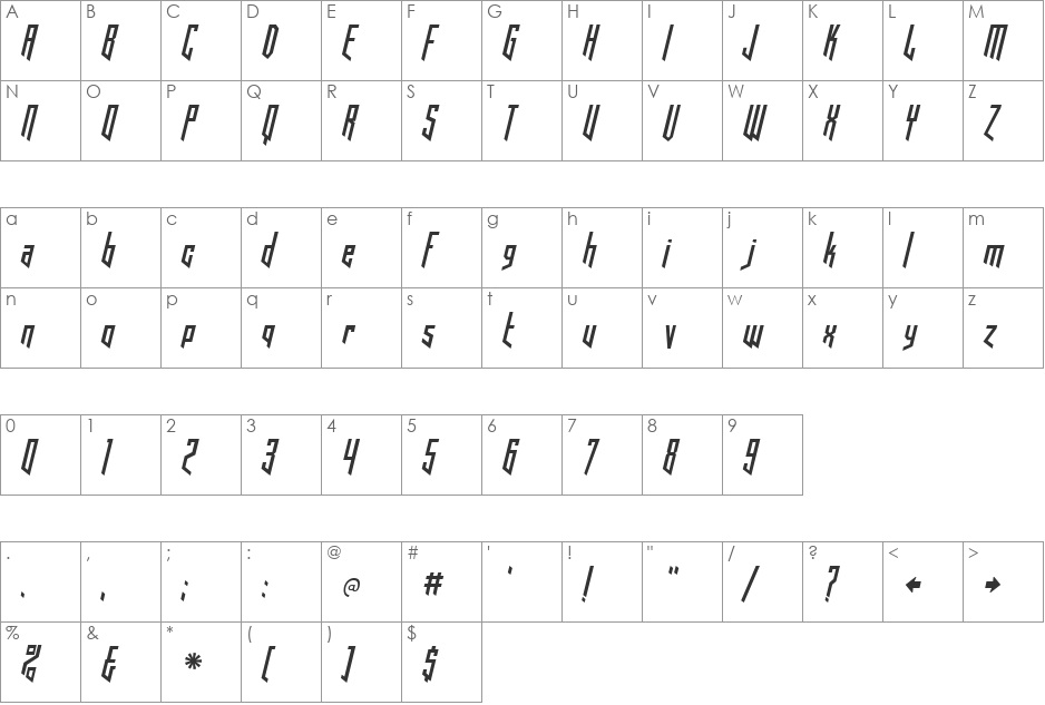 Hooked Up 101 font character map preview
