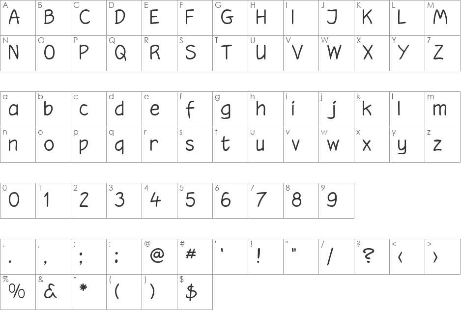 Hooteroll font character map preview