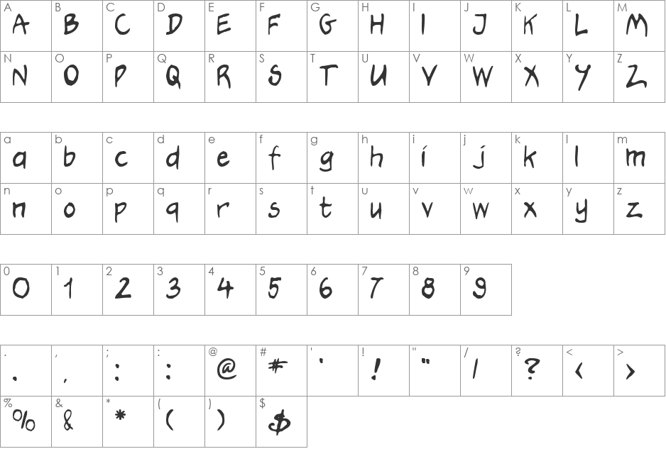 Hooteroll_Jam font character map preview
