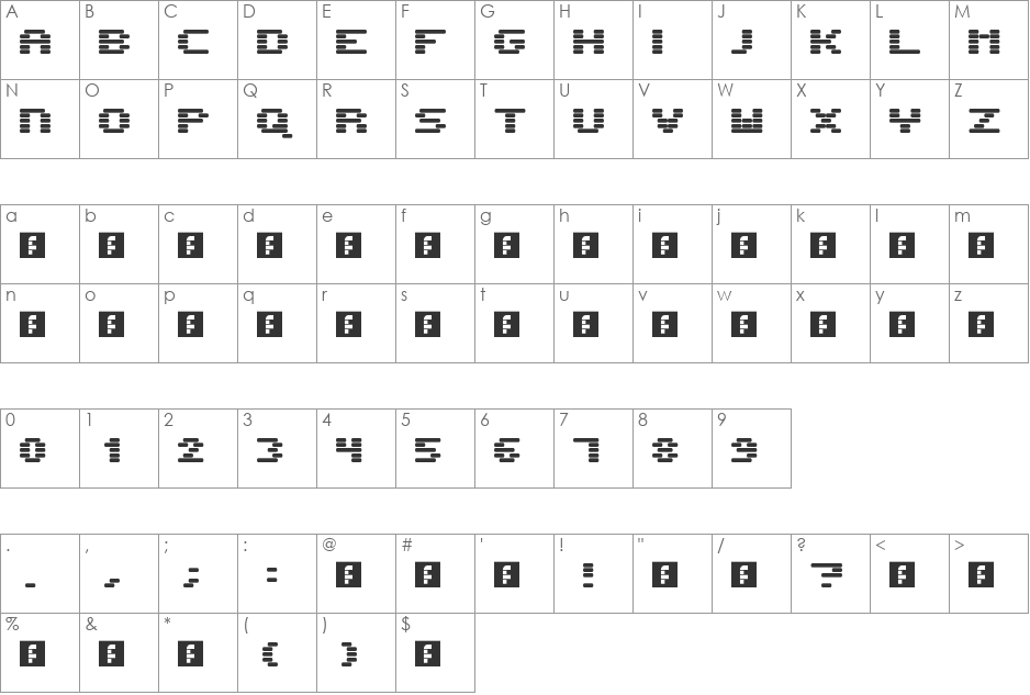Horic font character map preview