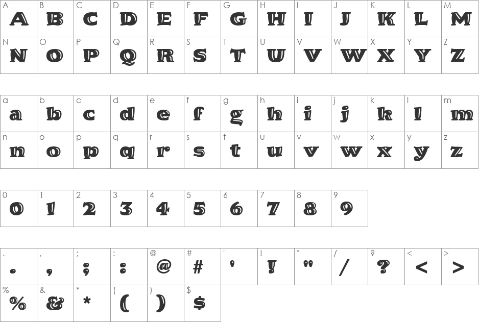HornpypeITC TT font character map preview