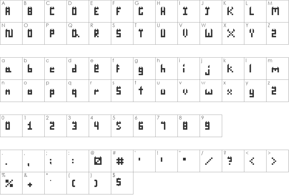 Horns font character map preview