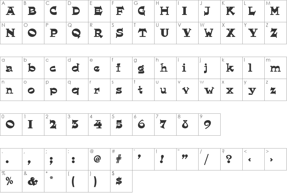 Hornswoggled NF font character map preview