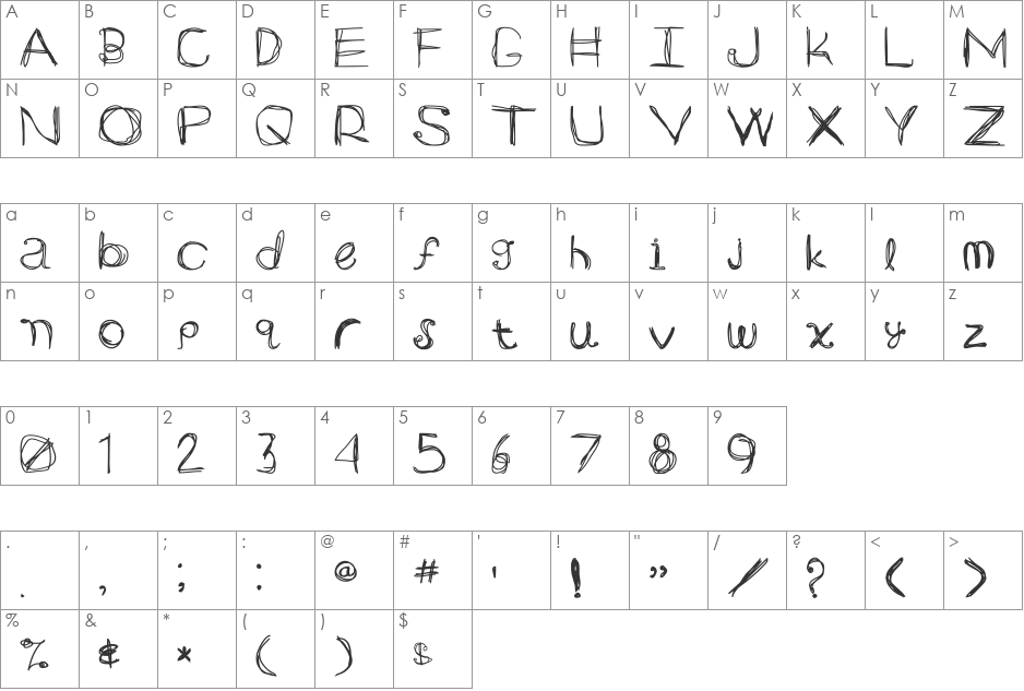 ARG219am font character map preview
