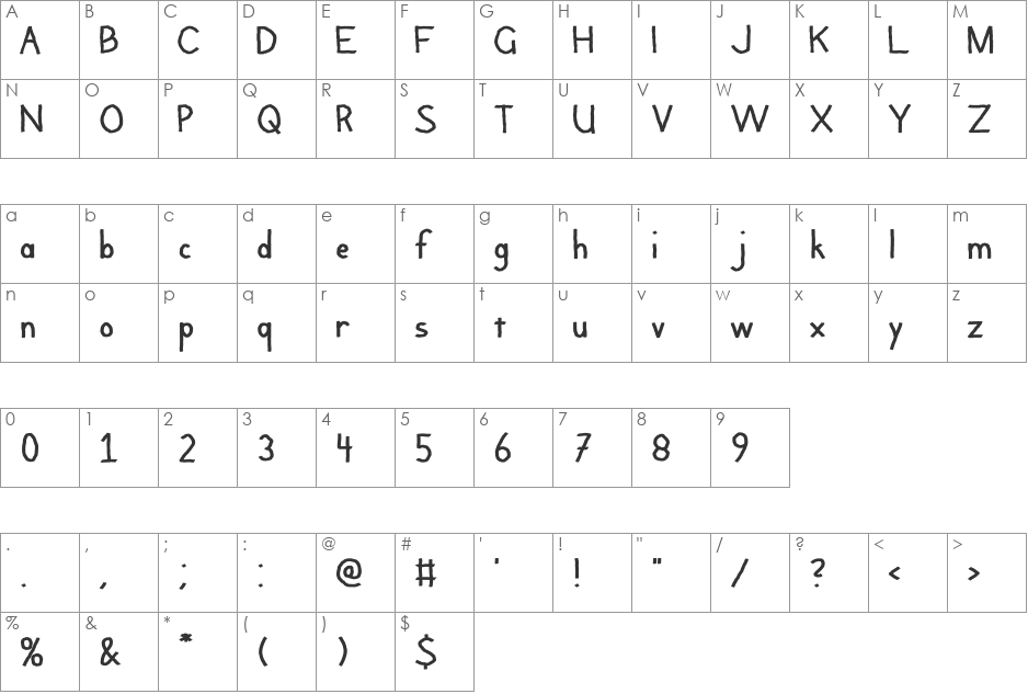 Argaila font character map preview