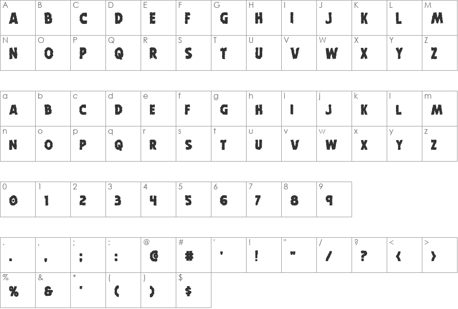 Horroween Bold font character map preview