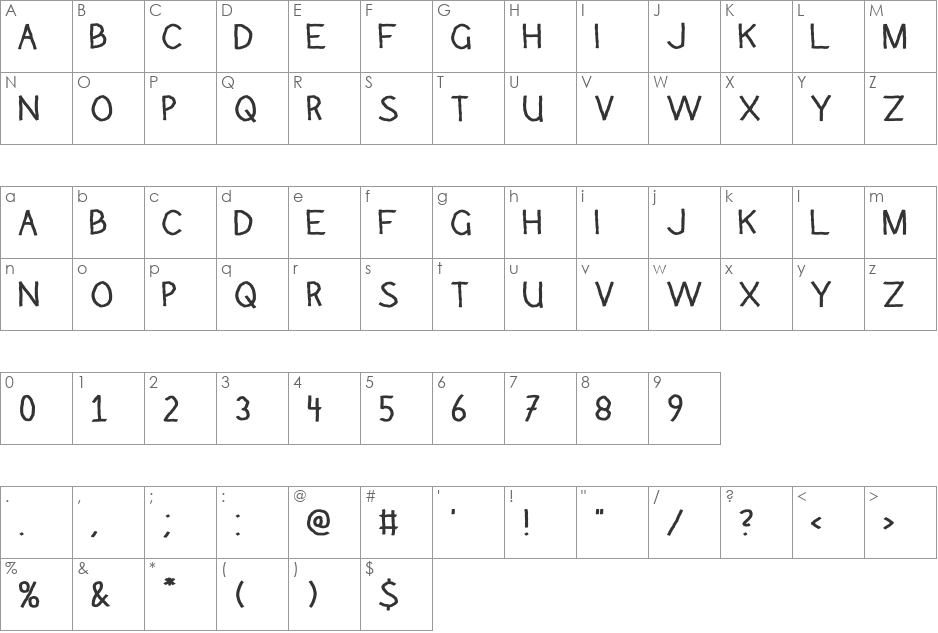 Argaila Titling font character map preview