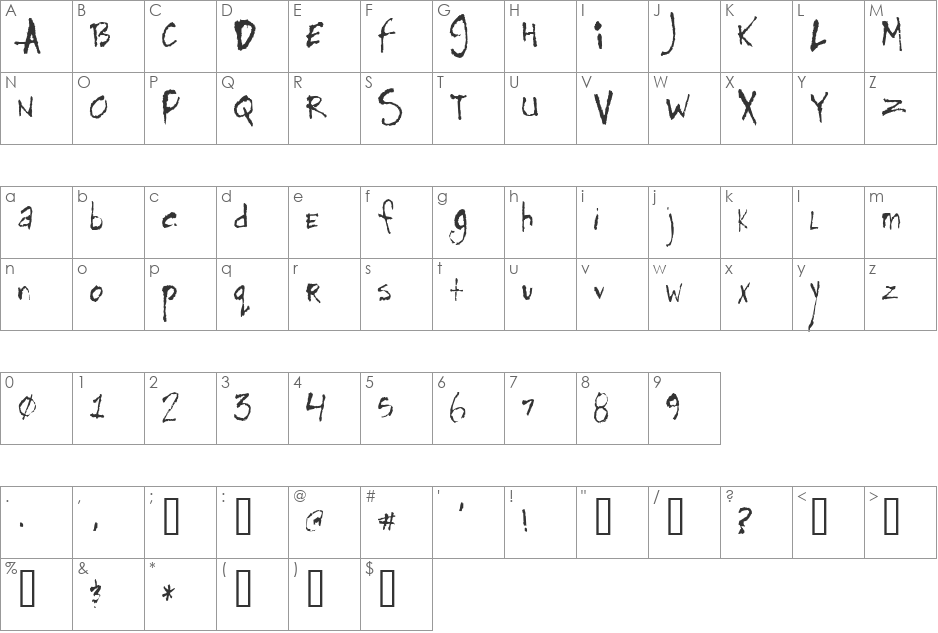 Horse font character map preview