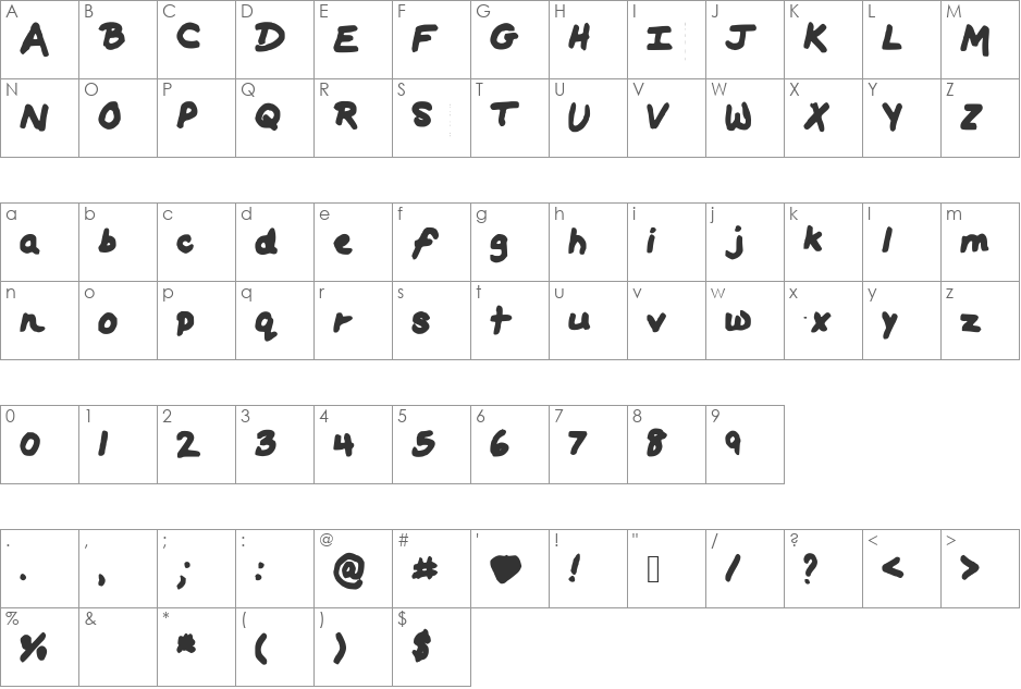HorseC font character map preview