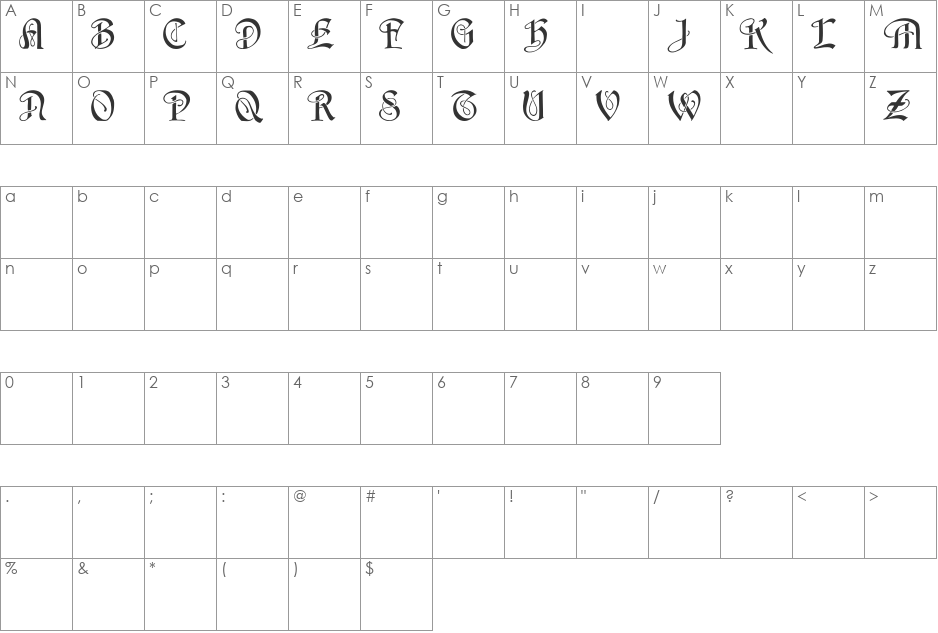 HorstCaps Caps font character map preview