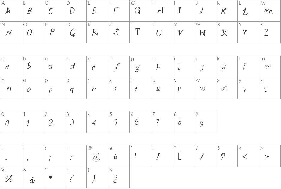 Argento_e_Ber__lio font character map preview