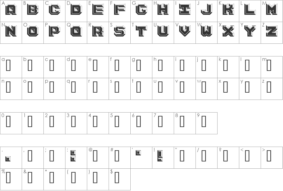 Argentum font character map preview