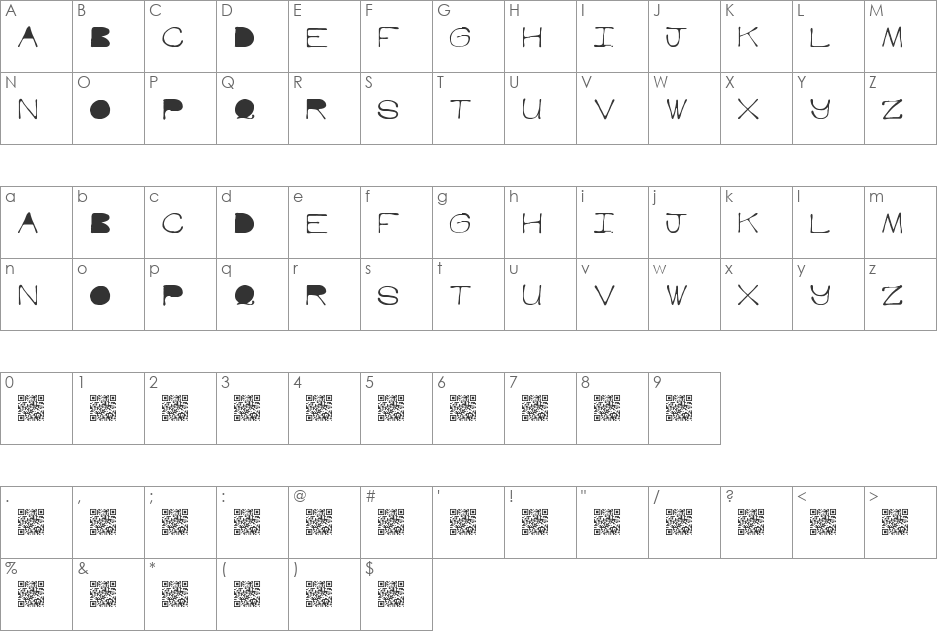 HotBone font character map preview