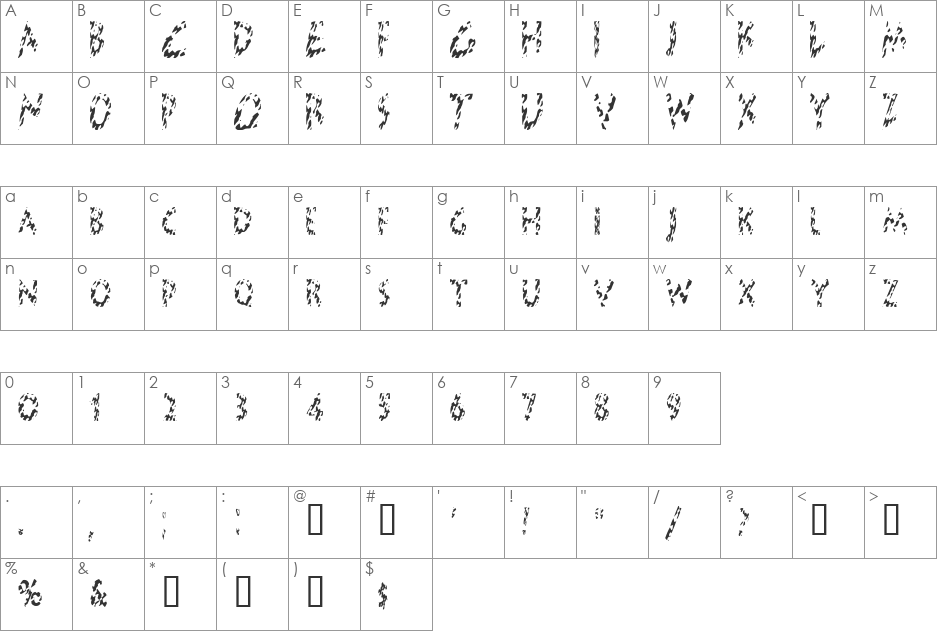 HotButteredGiraffe font character map preview