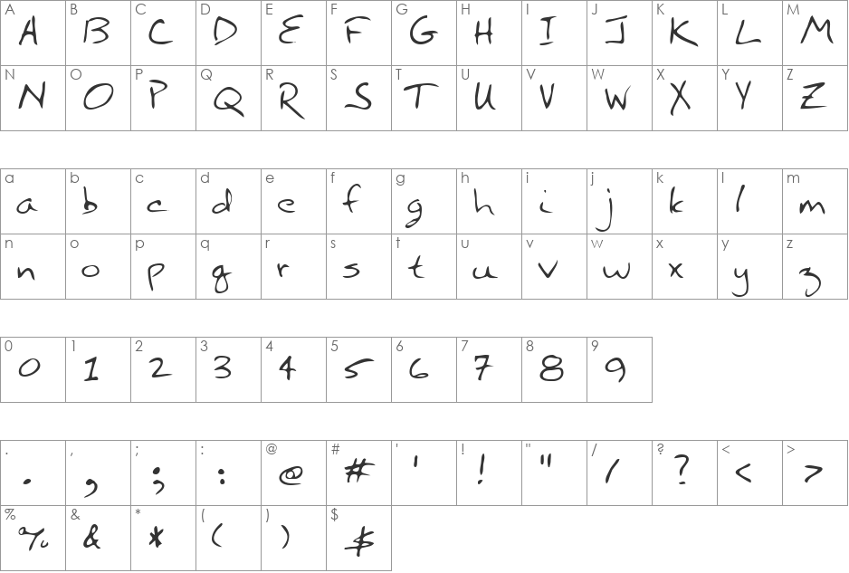 Hotch font character map preview