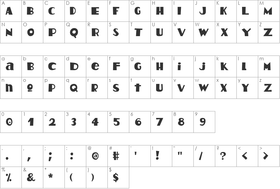 HotCoffeeFont font character map preview