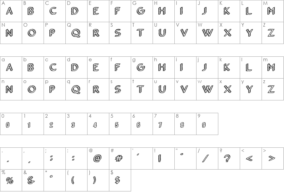 Hotel California font character map preview