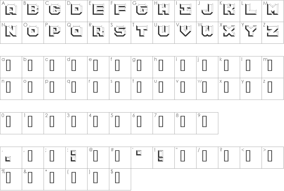 Argentum font character map preview