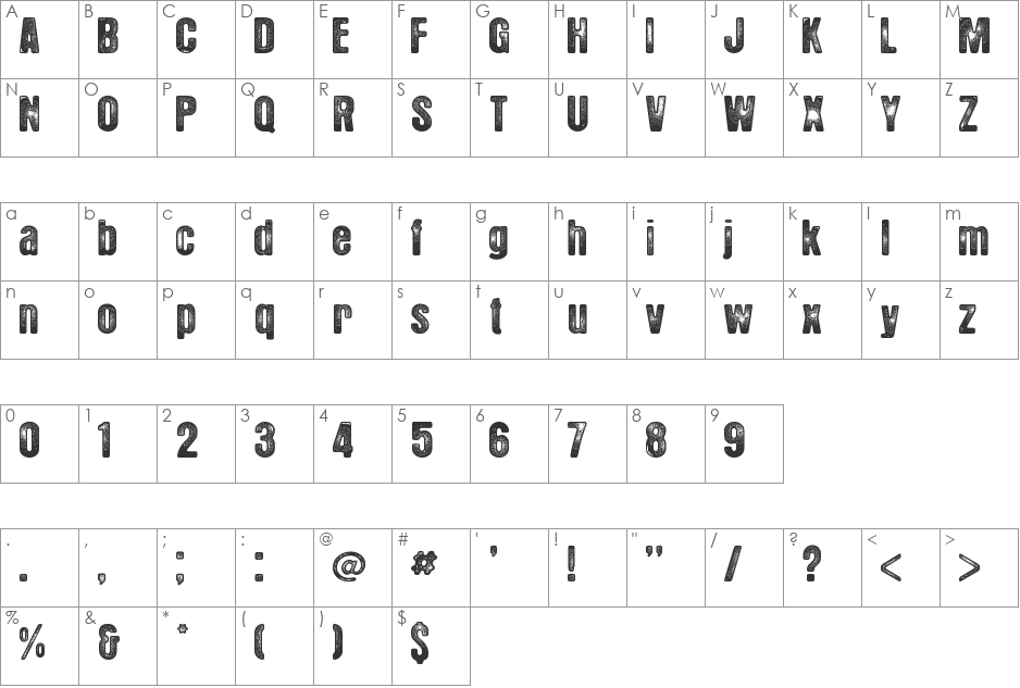 Hotel Coral Essex font character map preview