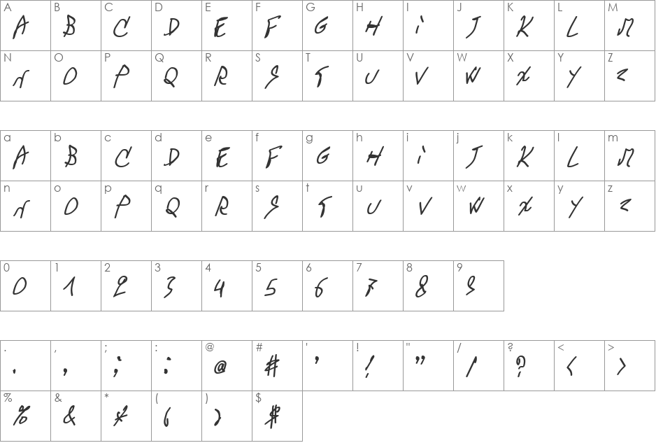 Hotel Plain font character map preview