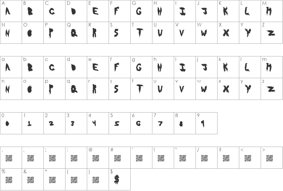 HotFlash font character map preview