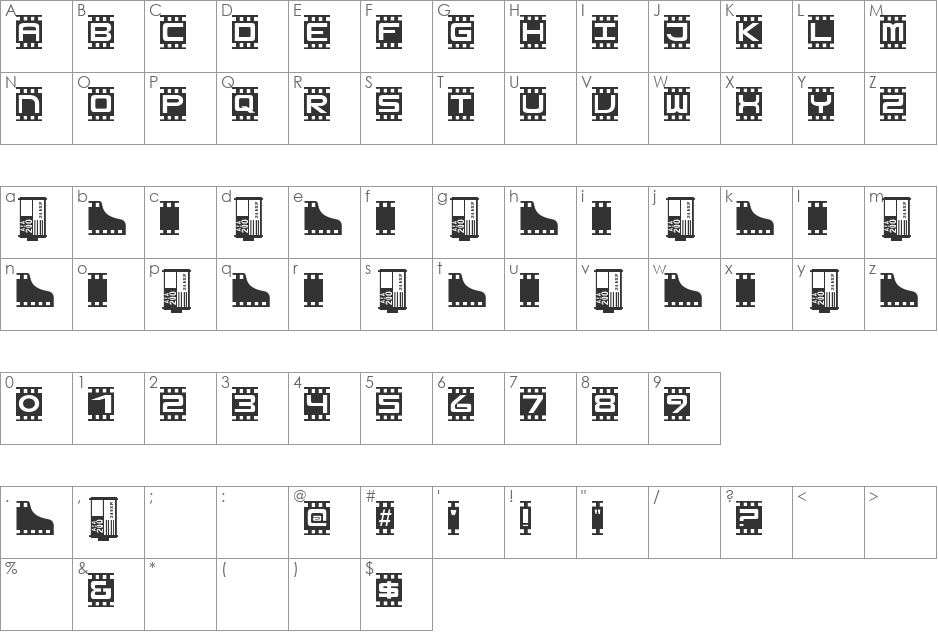 HOUR PHOTO font character map preview