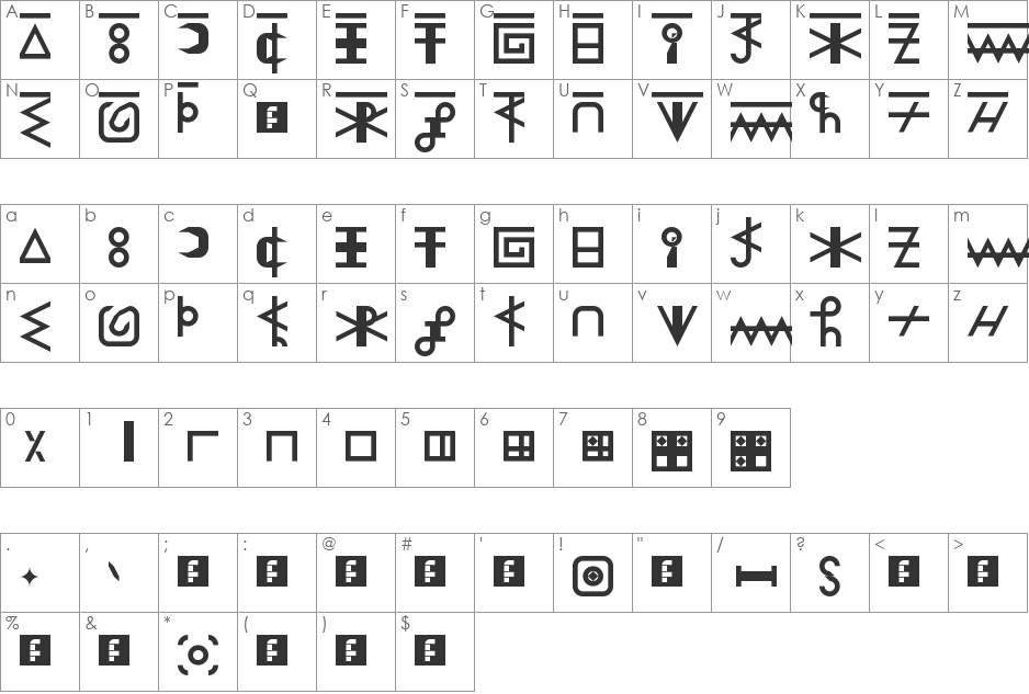 ARGON font character map preview