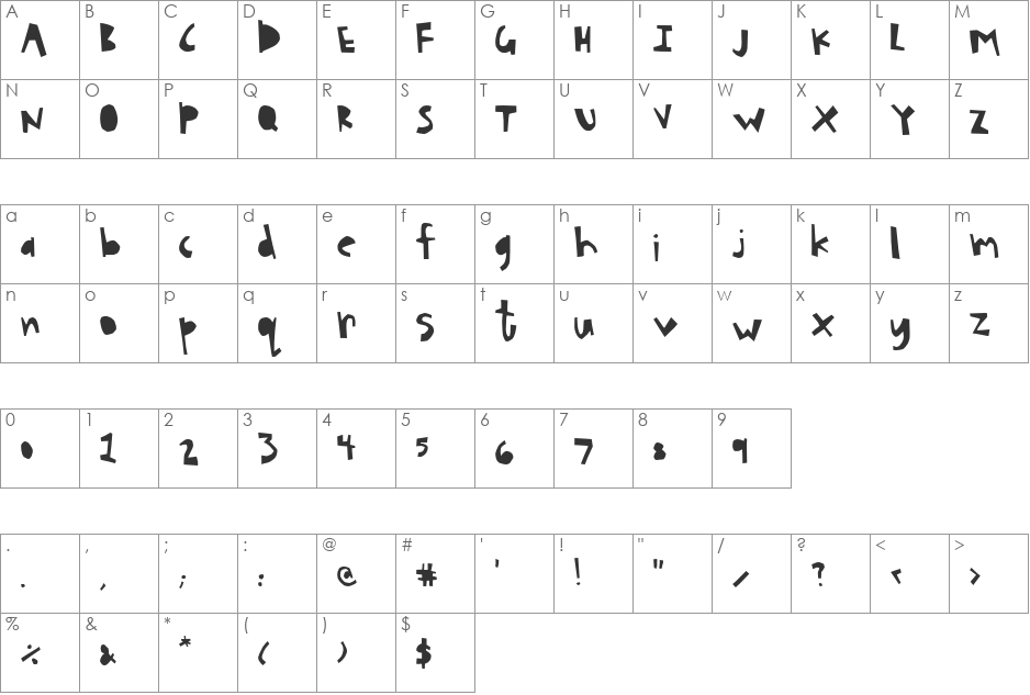 HouseCut font character map preview
