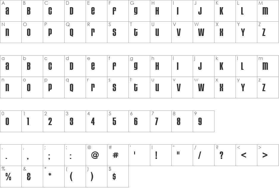 HouseGothic BoldAltCaps font character map preview