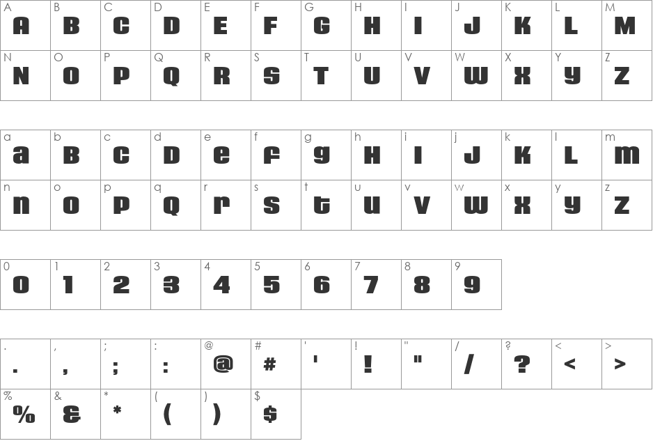 HouseGothicHG23Ext font character map preview