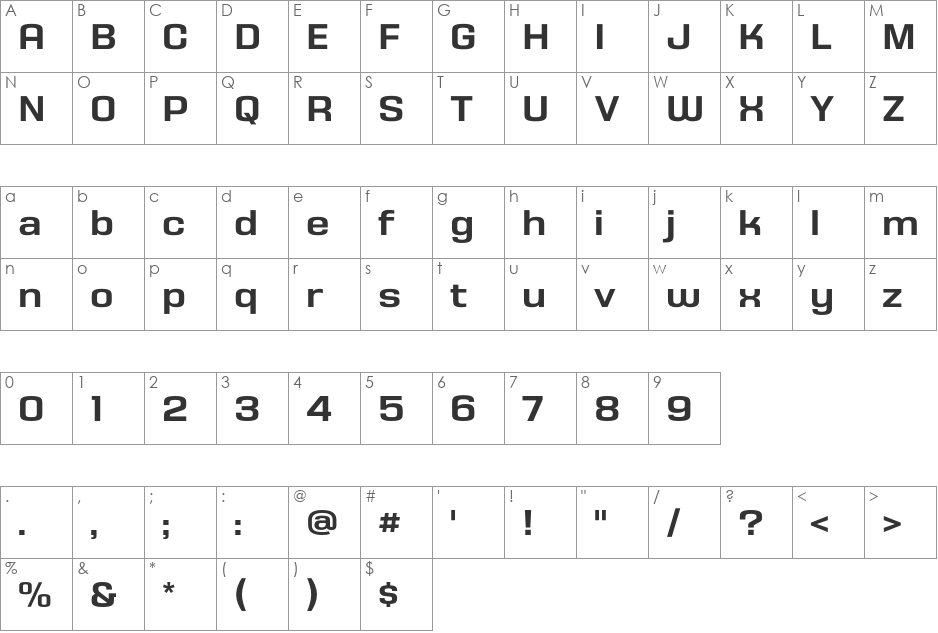HouseGothicHG23Text font character map preview