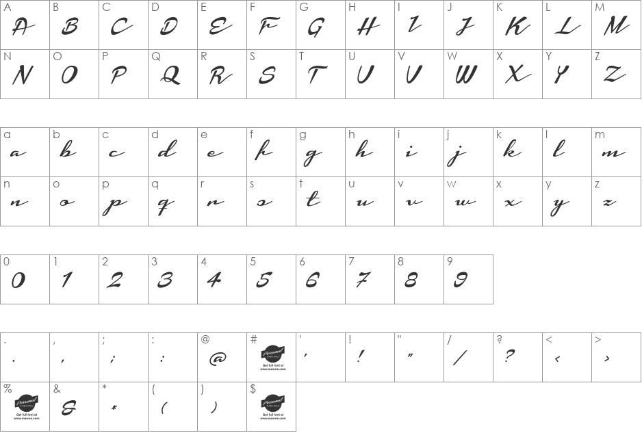 Housegrind Personal Use Only font character map preview