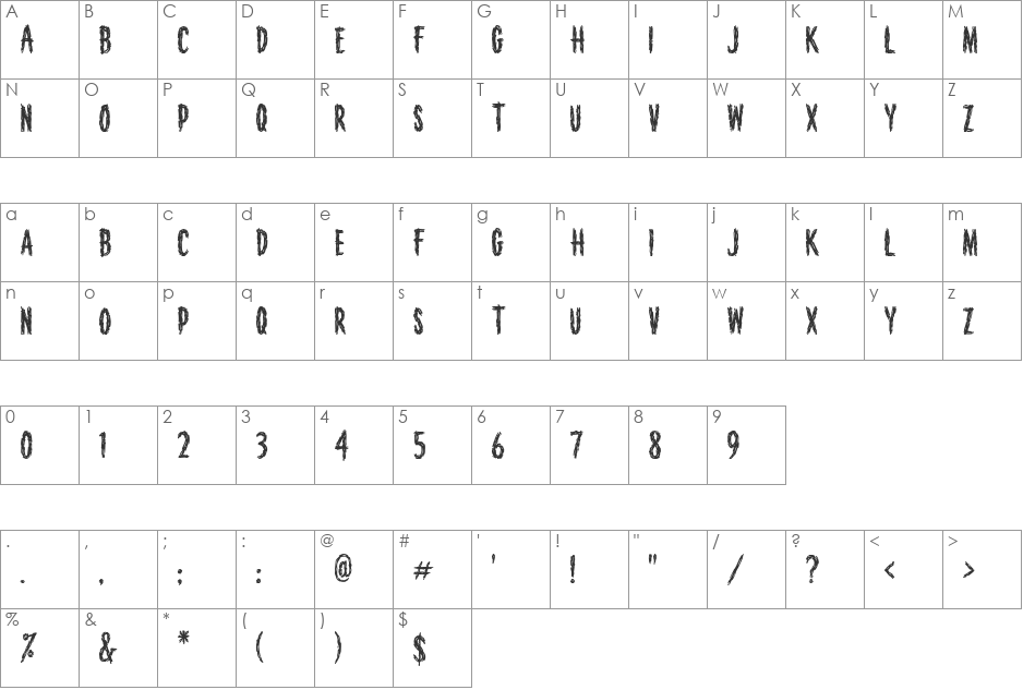 HouseofHorror font character map preview