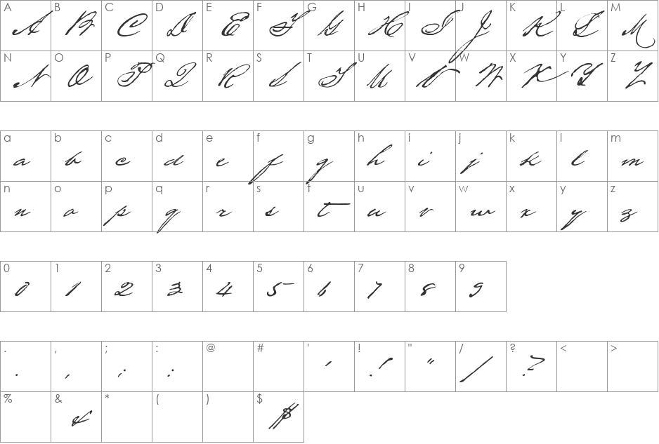 HoustonPen font character map preview