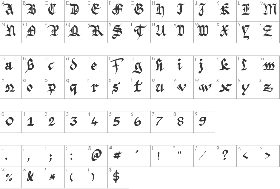Argor Fast Scaqh font character map preview