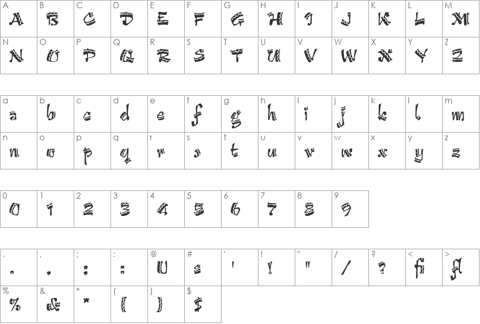 HP-Arriba font character map preview