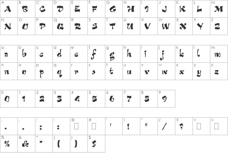 HP-Arriba Solid font character map preview