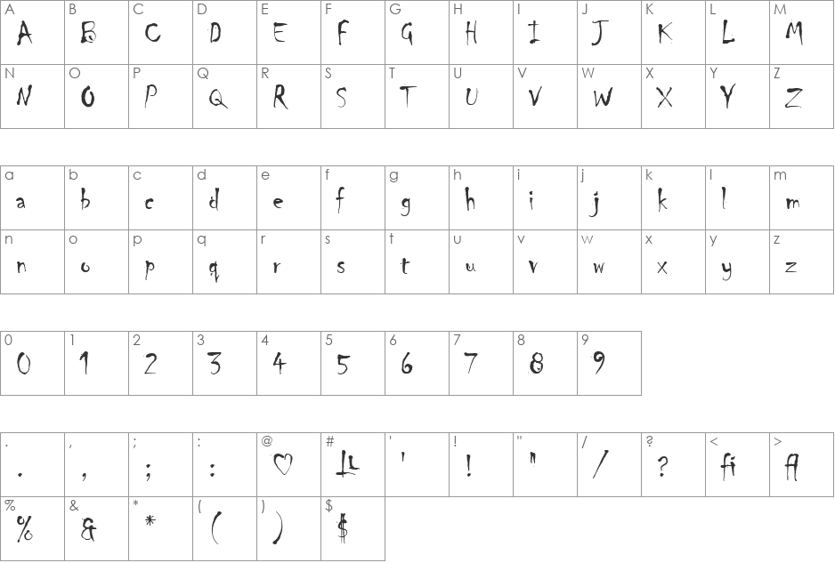 HP-Chiller font character map preview