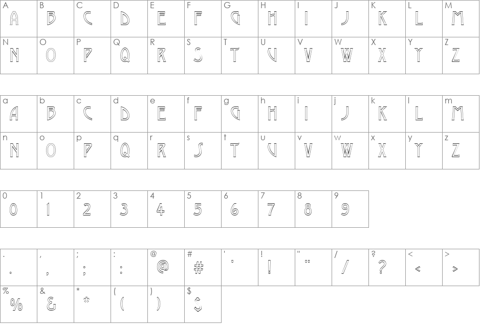 HP-Des-Line font character map preview