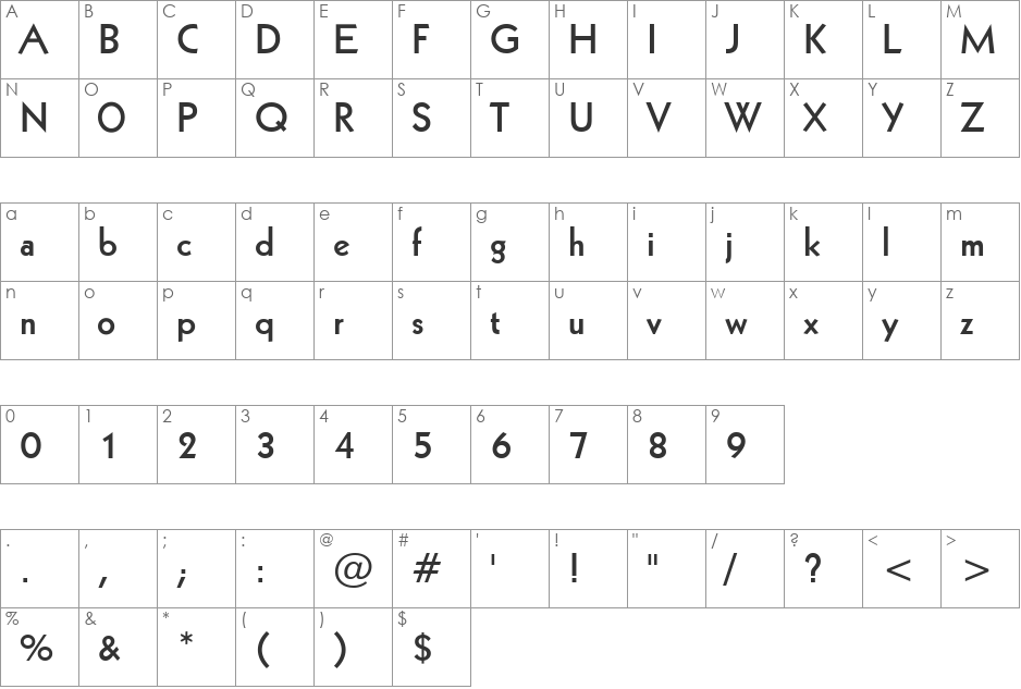 HP-Geome font character map preview