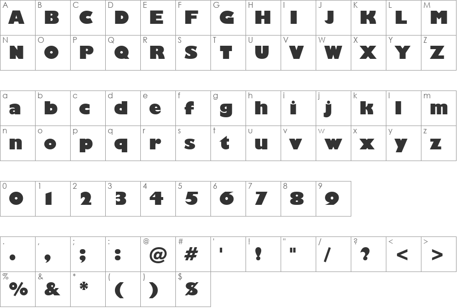 HP-Human font character map preview