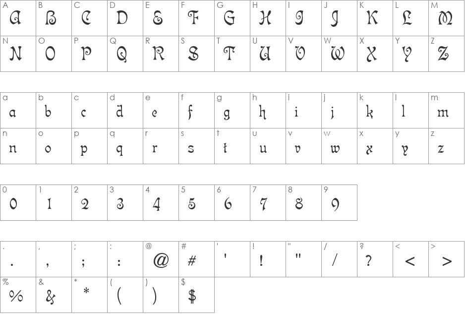 HP-Isabela font character map preview