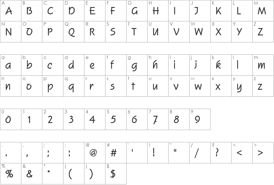 HP-Jing Heavy font character map preview