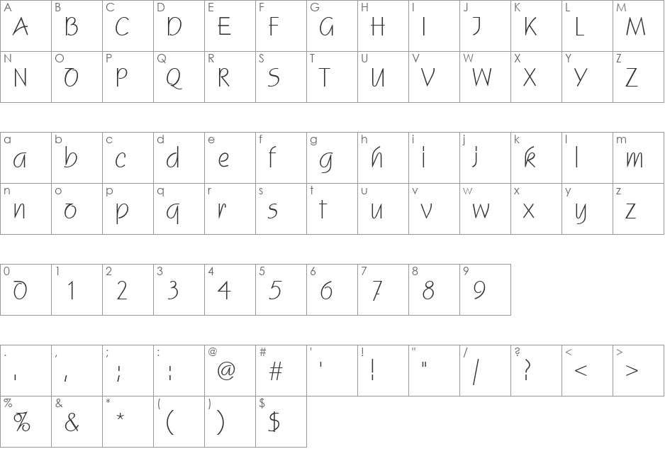 HP-Jing Light font character map preview