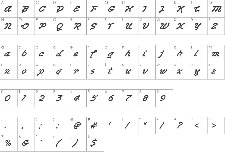 HP-Lam Truong font character map preview