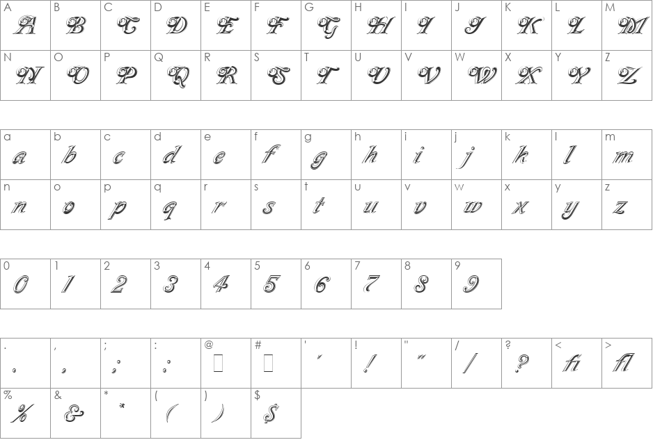 HP-Loan Phuong font character map preview
