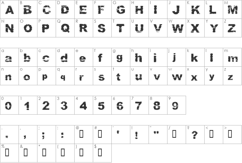 HP-Ma Tuy font character map preview
