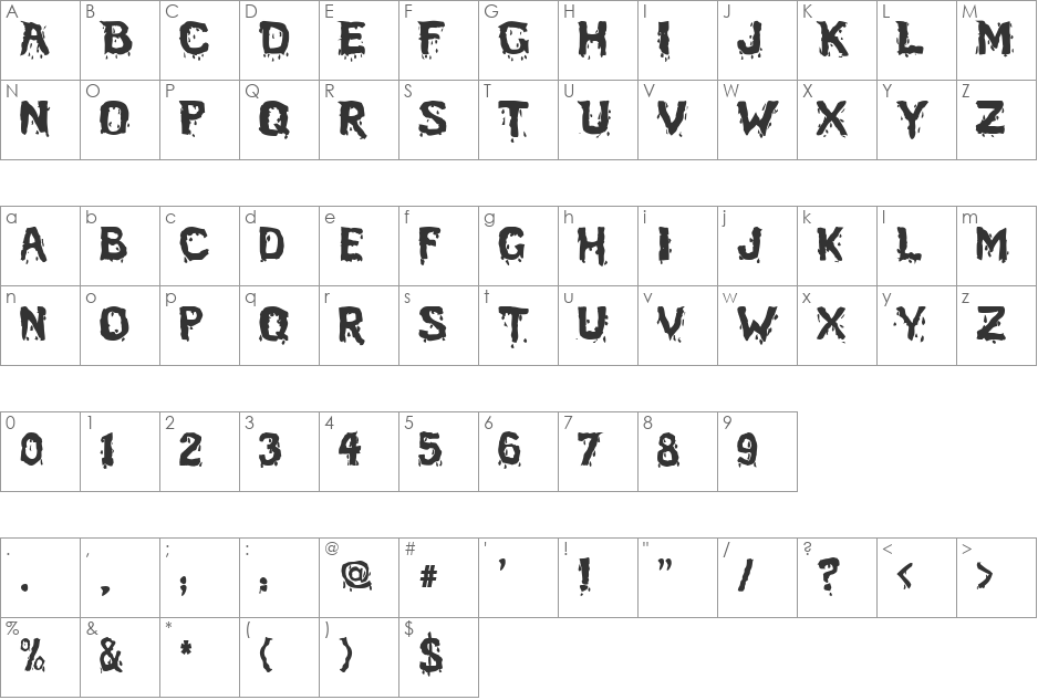 HP-Mai Dam font character map preview