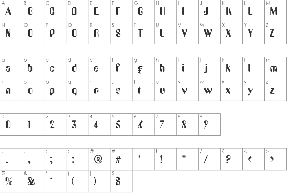 HP-Marone font character map preview