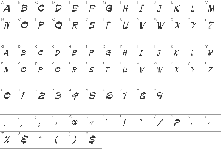 HP-Paint font character map preview